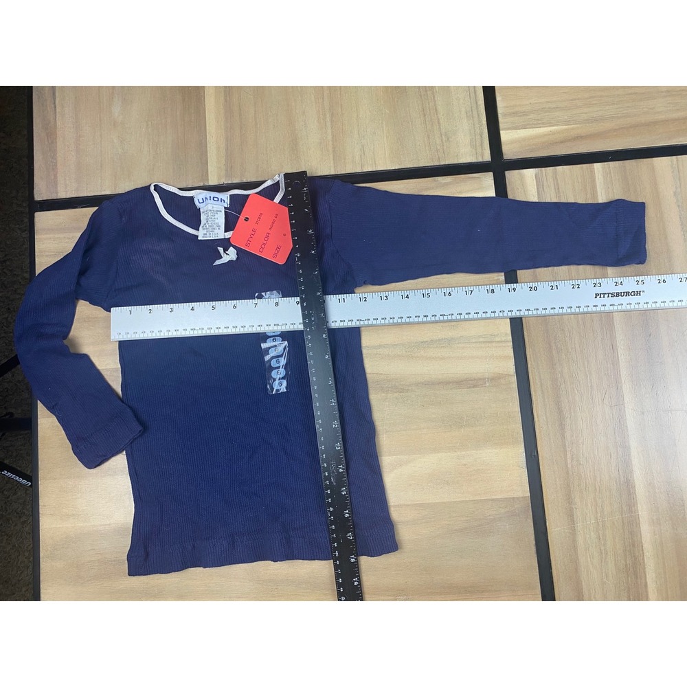 Uh!Oh Girls Indigo Blue Ribbed Long Sleeve Top Size 6 NWT - Picture 4 of 6